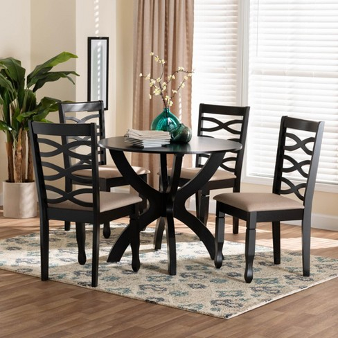 Baxton Studio Aspen Modern Sand Fabric And Dark Brown Finished Wood 5 ... with Baxton Studio Anise Sand Fabric And Dark Brown Finished Wood 5-Piece Dining Set
