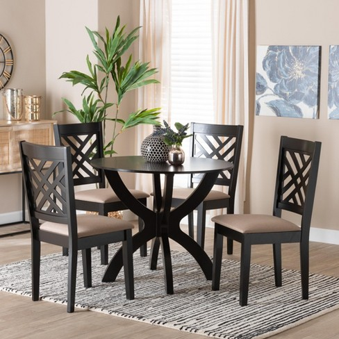 Baxton Studio Edona Modern Sand Fabric And Walnut Brown Finished Wood 5 ... within Baxton Studio Anise Sand Fabric And Dark Brown Finished Wood 5-Piece Dining Set