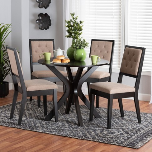 Baxton Studio Mana Modern Sand Fabric And Dark Brown Finished Wood 5 ... within Creating the Perfect Dining Space Practical Tips and Ideas