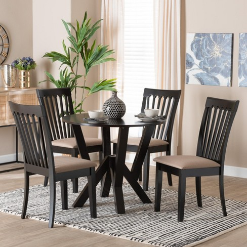 Baxton Studio Marian Modern Sand Fabric And Dark Brown Finished Wood 5 ... with Baxton Studio Anise Sand Fabric And Dark Brown Finished Wood 5-Piece Dining Set
