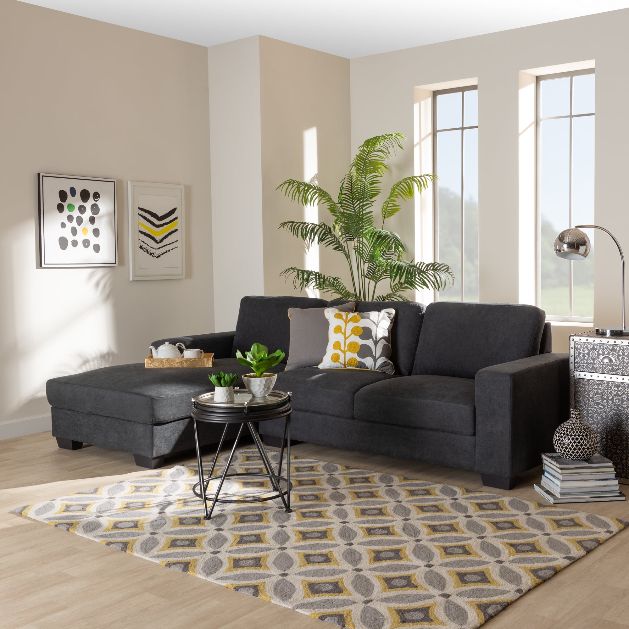 Baxton Studio Nevin Modern And Contemporary Dark Grey Fabric ... inside Coaster David 3-Piece Modern Fabric Upholstered Sectional In Gray