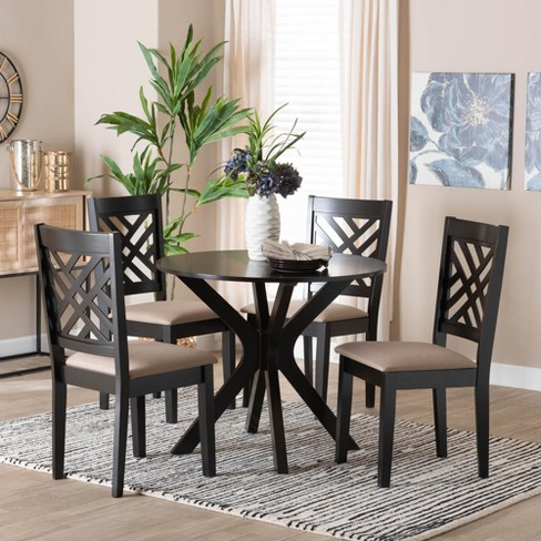 Baxton Studio Norah Modern Sand Fabric And Dark Brown Finished Wood 5 ... within Creating the Perfect Dining Space Practical Tips and Ideas