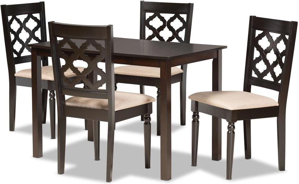 Baxton Studio Ramiro Modern And Contemporary Sand Fabric Upholstered ... within Baxton Studio Anise Sand Fabric And Dark Brown Finished Wood 5-Piece Dining Set