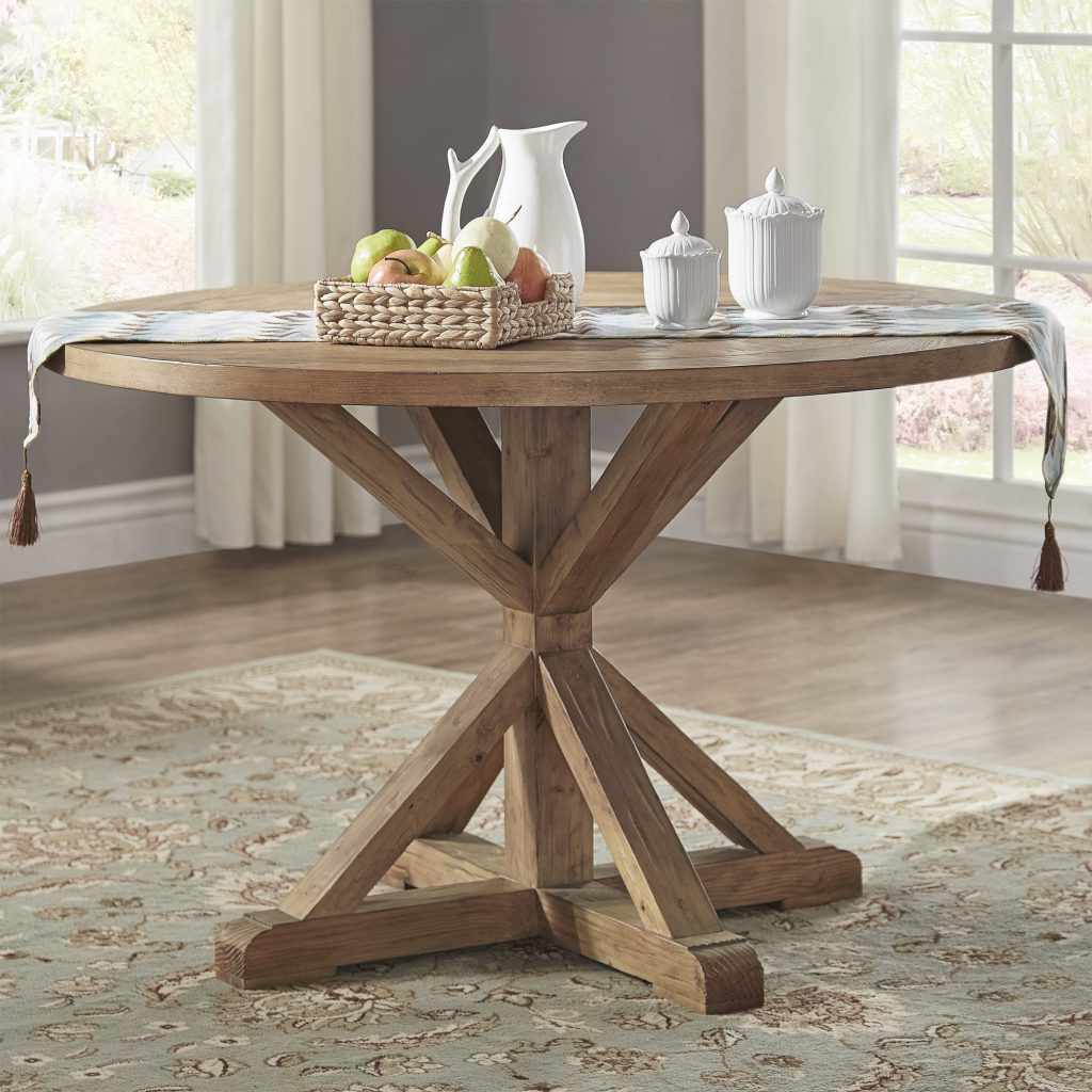 Benchwright Rustic X-Base 48-Inch Round Dining Table Set By Inspire Q ... with Beyond the Basics Essential Considerations for a 48" Round Dining Table