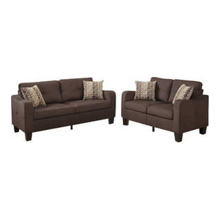 Benzara Bm168739 Polyfiber 2 Pieces Sofa Set With Accent Pillows Brown ... in Benzara Bm168745 Polyfiber Fabric 4 Pieces Sectional With 2 Pillows, Black