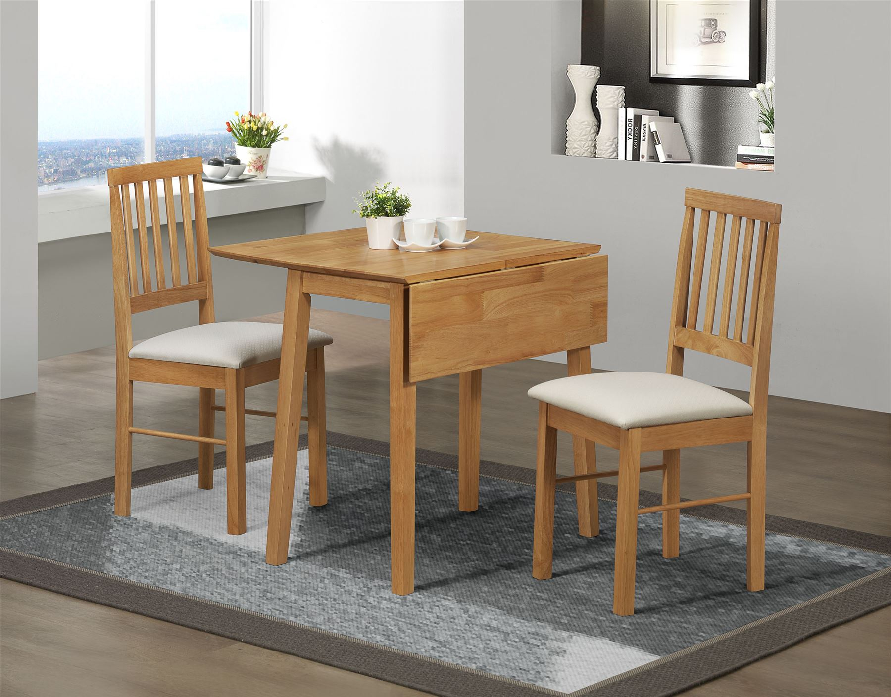 Birlea Drop Leaf Dining Set Table & 2 Chairs Solid Wood Oak Finish | Ebay intended for Beyond the Basics Exploring the Craftsmanship of Oak Finish Dining Sets