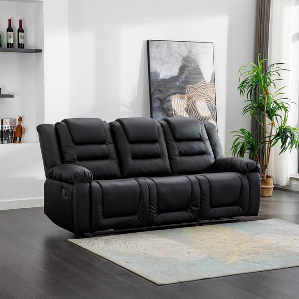 Black Leather Reclining Sofa With Cup Holders | Cabinets Matttroy with Maximizing Comfort and Space The Modern Design of the Bowery Hill Sectional