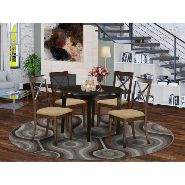 Bost5-Cap-C, 5-Piece Small Kitchen Table Set, Round Table And 4 Dining ... intended for 5-Piece Small Kitchen Table Set, Round Kitchen Table And 4 Dining Chairs
