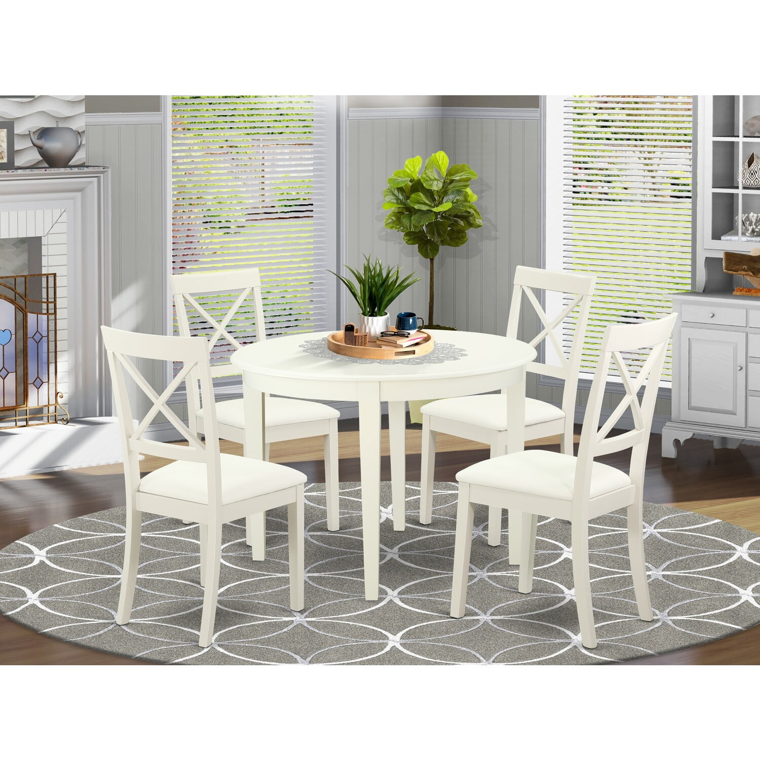 Bost5-Lwh-Lc 5 Pc Small Kitchen Table Set-Round Kitchen Table And 4 ... within 5-Piece Kitchen Tables And Chair Set With A Dining Table And 4 Chairs