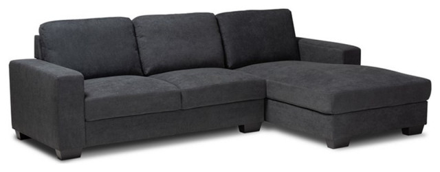 Bowery Hill Dark Grey Sectional Sofa With Right Facing Chaise ... for The Ultimate Sectional Guide Understanding Features and Fabrics