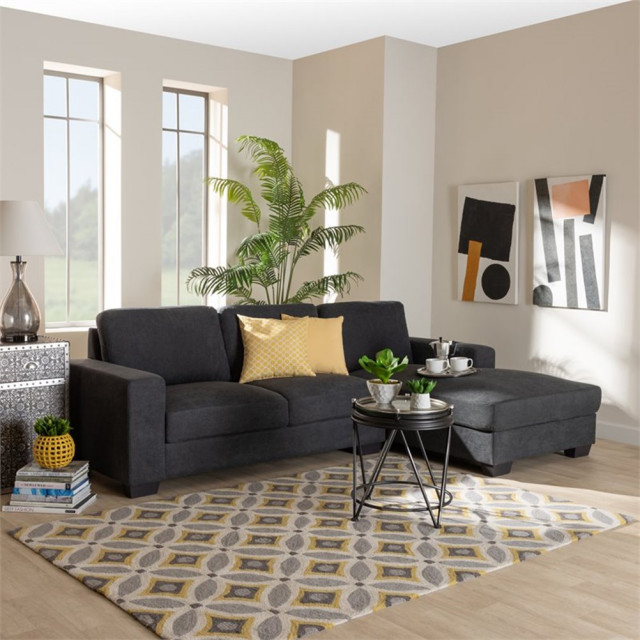 Bowery Hill Dark Grey Sectional Sofa With Right Facing Chaise ... in The Ultimate Sectional Guide Understanding Features and Fabrics