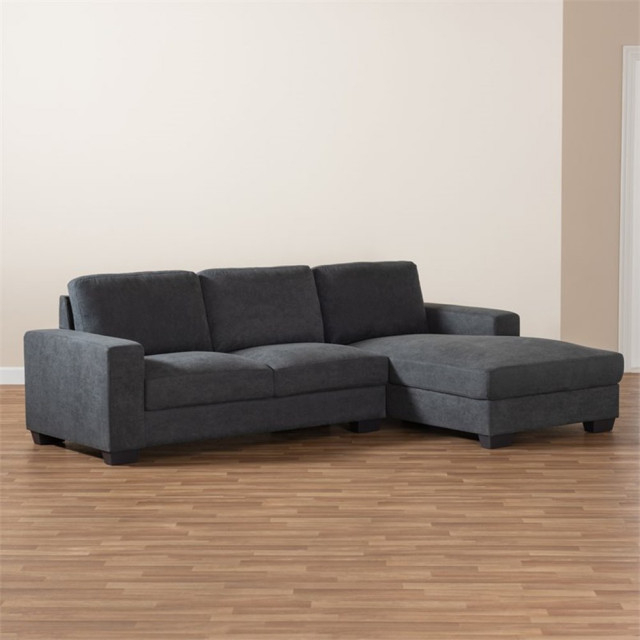 Bowery Hill Dark Grey Sectional Sofa With Right Facing Chaise ... inside Bowery Hill Contemporary Right Facing Sectional In Gray