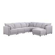 Bowery Hill Fabric Reversible 7Pc Sectional Sofa Set In Light Gray ... for Bowery Hill Fabric Sectional In Ivory