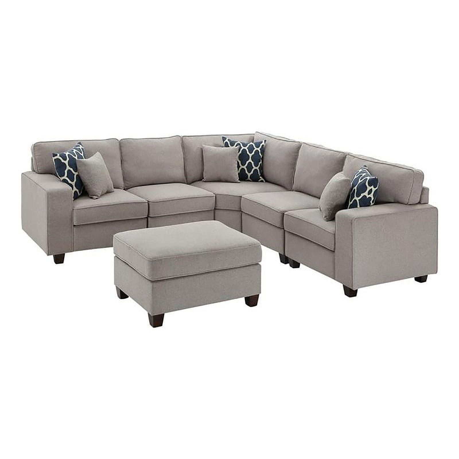 Bowery Hill Modern 6-Pc Fabric Modular Sectional Sofa With Ottoman In ... in Elevating Your Space with an Ivory Sectional Exploring the Bowery Hill Options