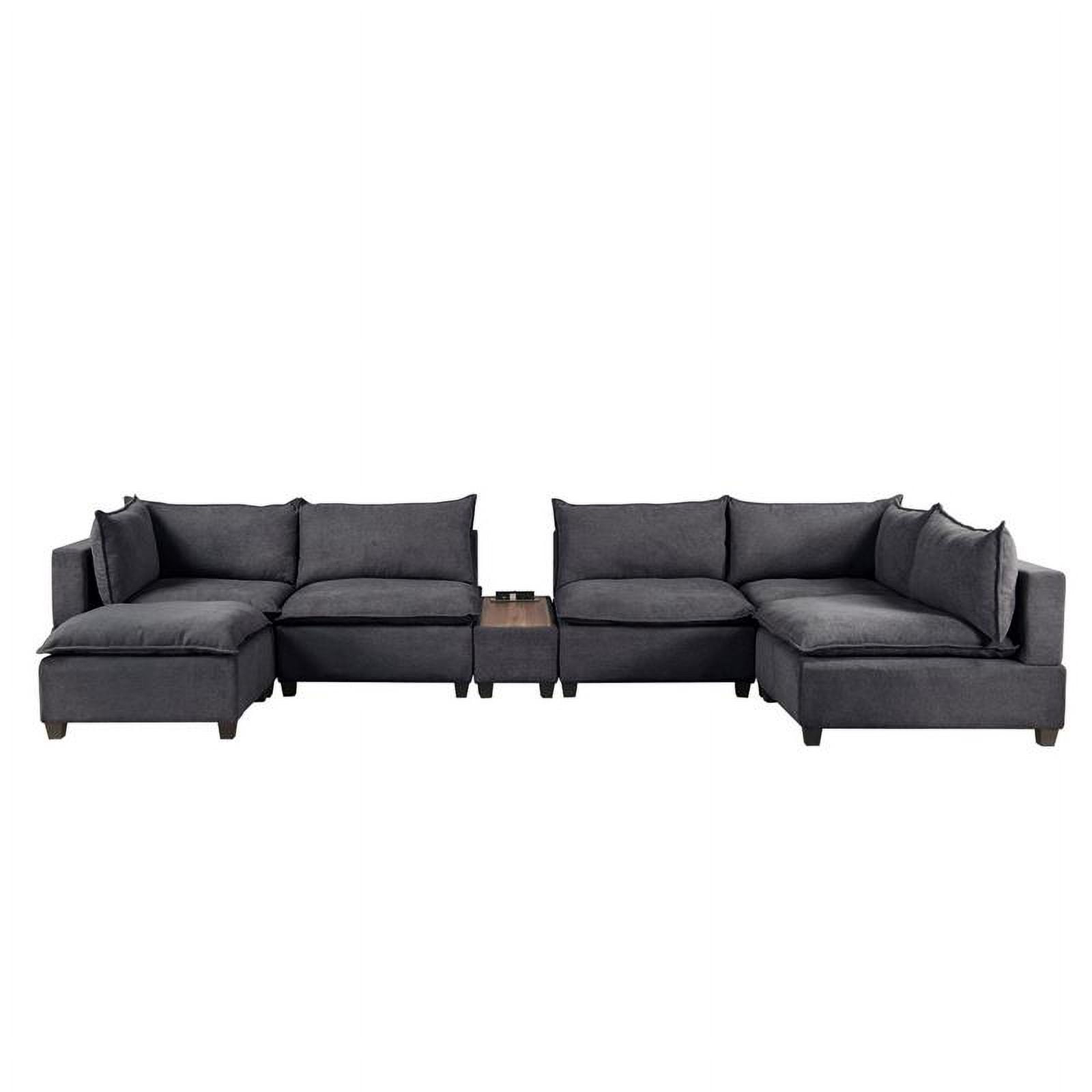 Bowery Hill Modern 7-Pc Fabric Sectional With Down And Usb Storage In ... pertaining to Elevating Your Space with an Ivory Sectional Exploring the Bowery Hill Options