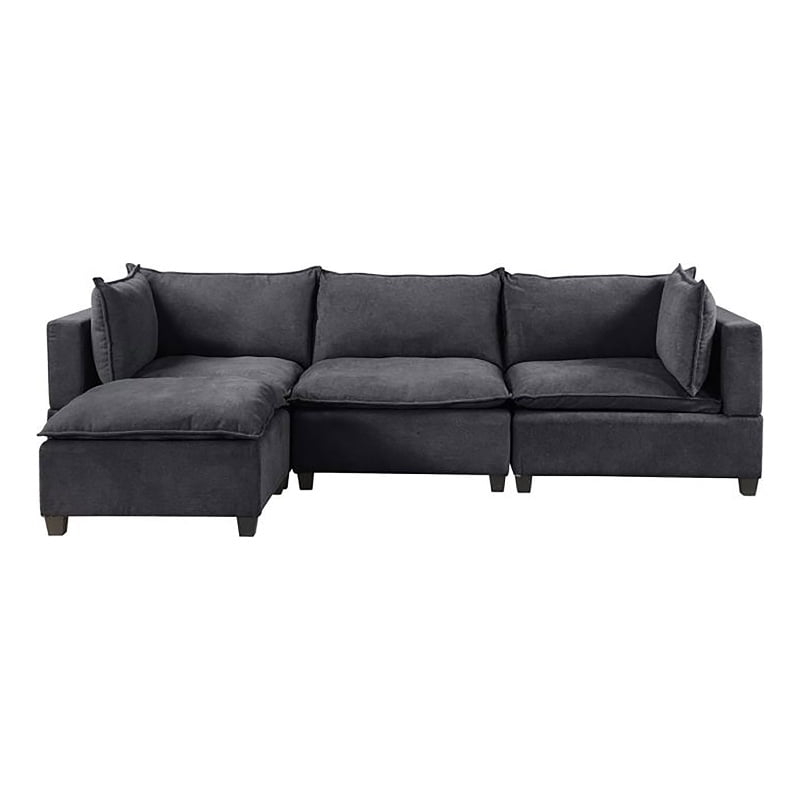 Bowery Hill Modern Fabric Reversible Sectional Sofa Ottoman In Dark ... intended for Elevating Your Space with an Ivory Sectional Exploring the Bowery Hill Options