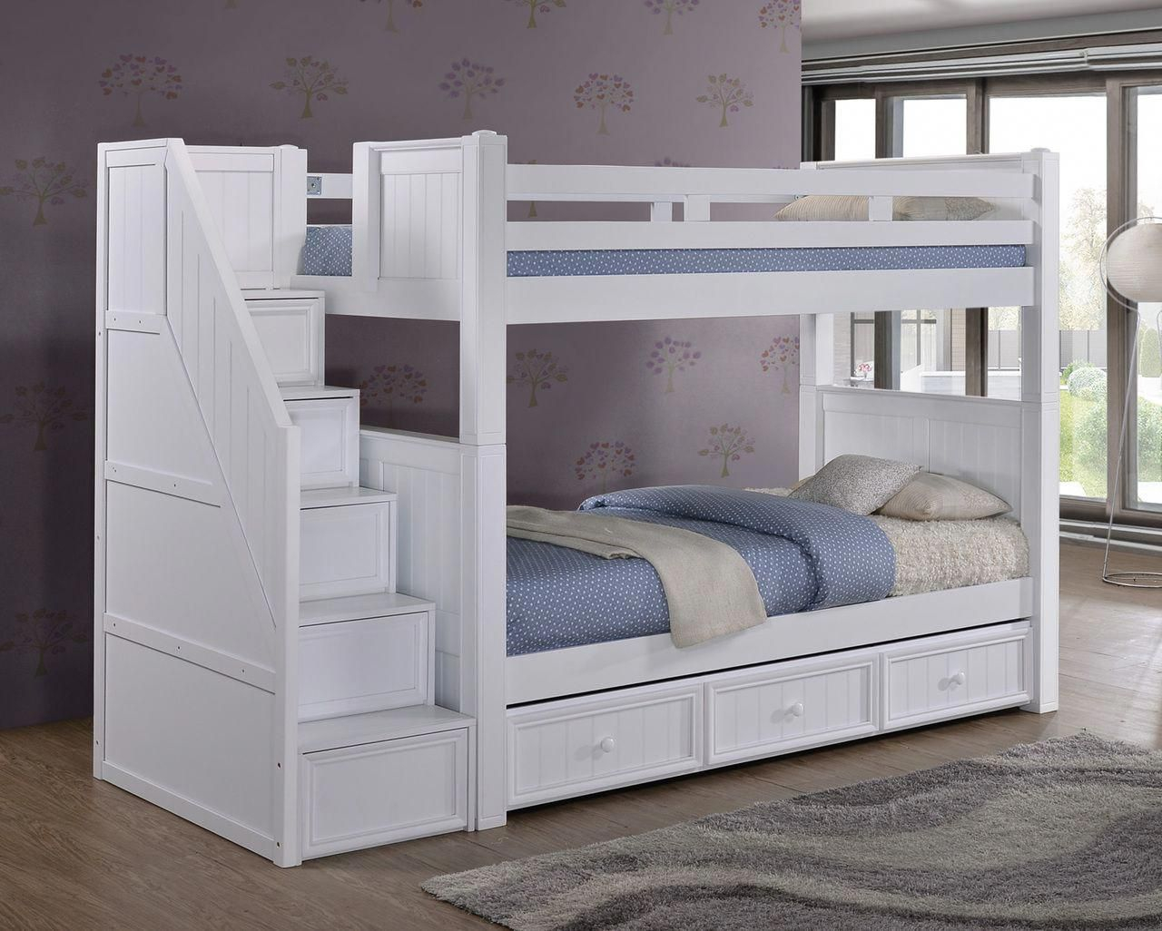 Bunk Bed With Drawer Steps - Drawing Improvement Challenges throughout Twin Over Full Bunk Bed With Storage Shelves And Drawers, White