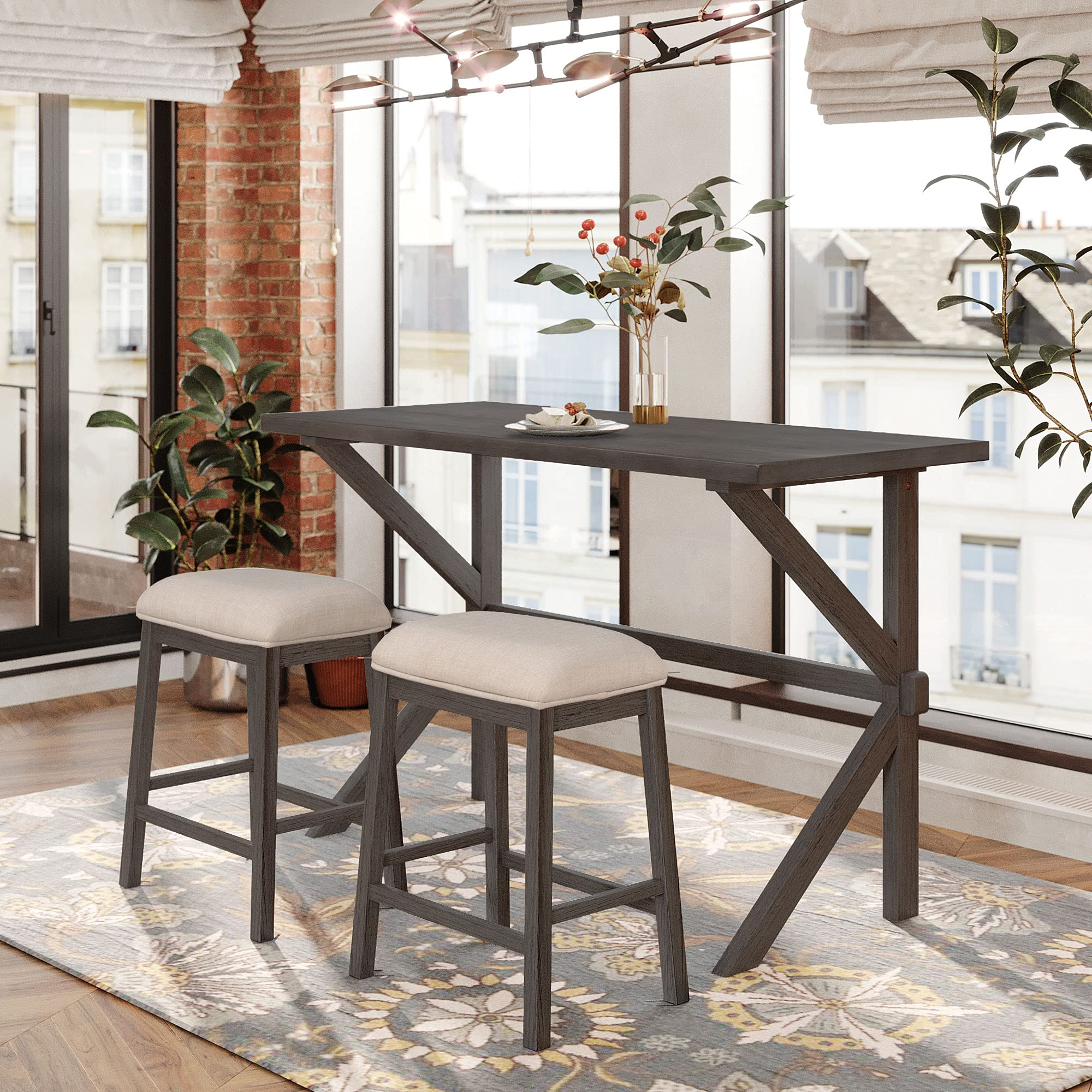 Buy 3 Piece Counter Height Bar Table And Chairs Set For Dining ... inside Beyond the Basics Exploring the Versatility of Pub Tables and Dinette Chairs