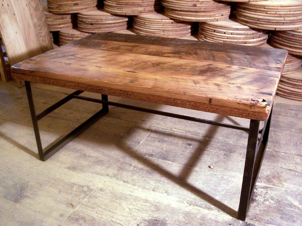 Buy Custom Made Reclaimed Wormy Chestnut Coffee Table With Industrial ... in Longevity and Beauty Caring for Your Chestnut Cedar Dining Table
