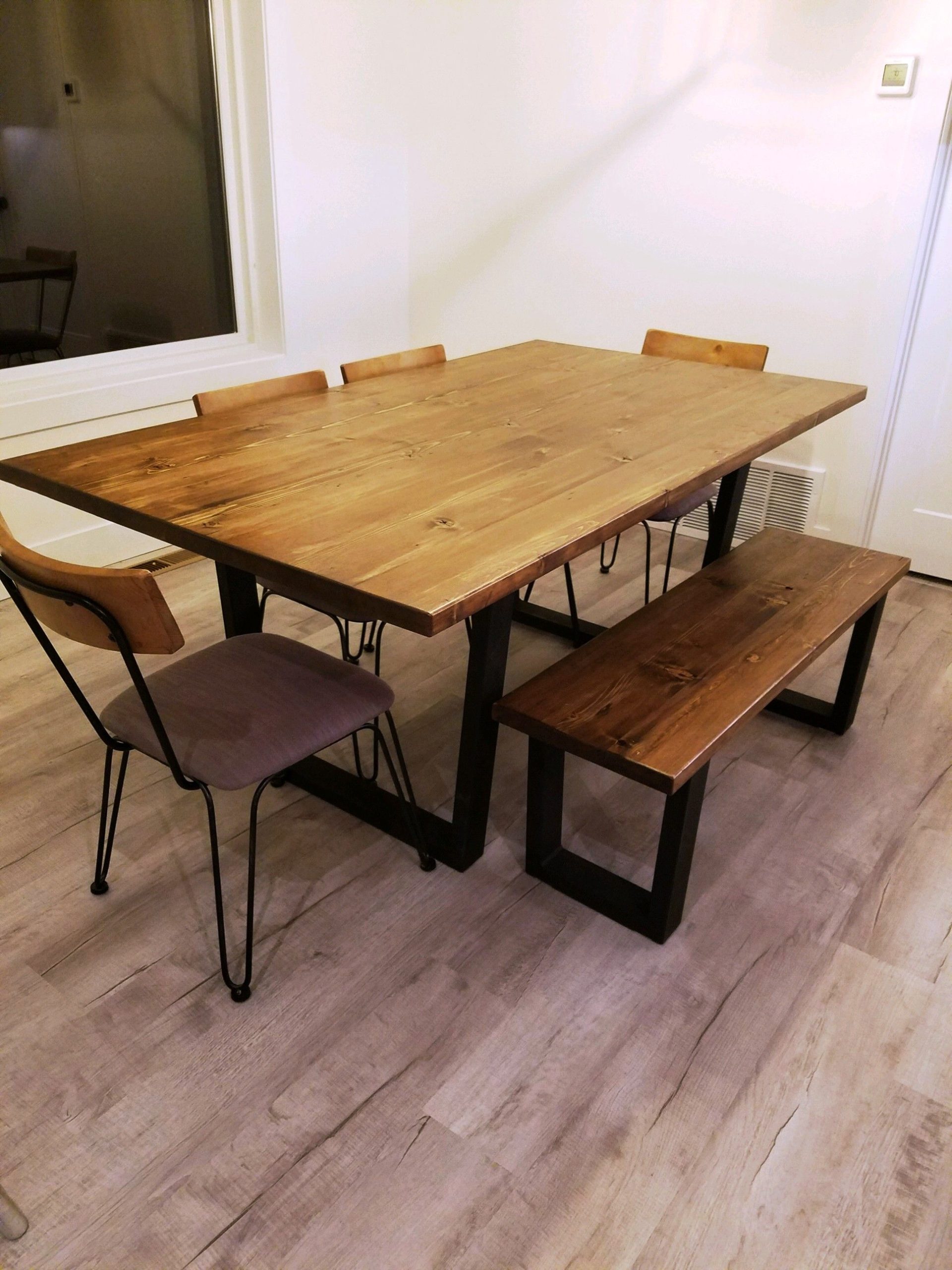 Buy Custom Modern Industrial Minimalist Style Dining Table, Kitchen ... inside Chestnut Cedar Top Dining Table, Industrial Metal Base & Industrial Style