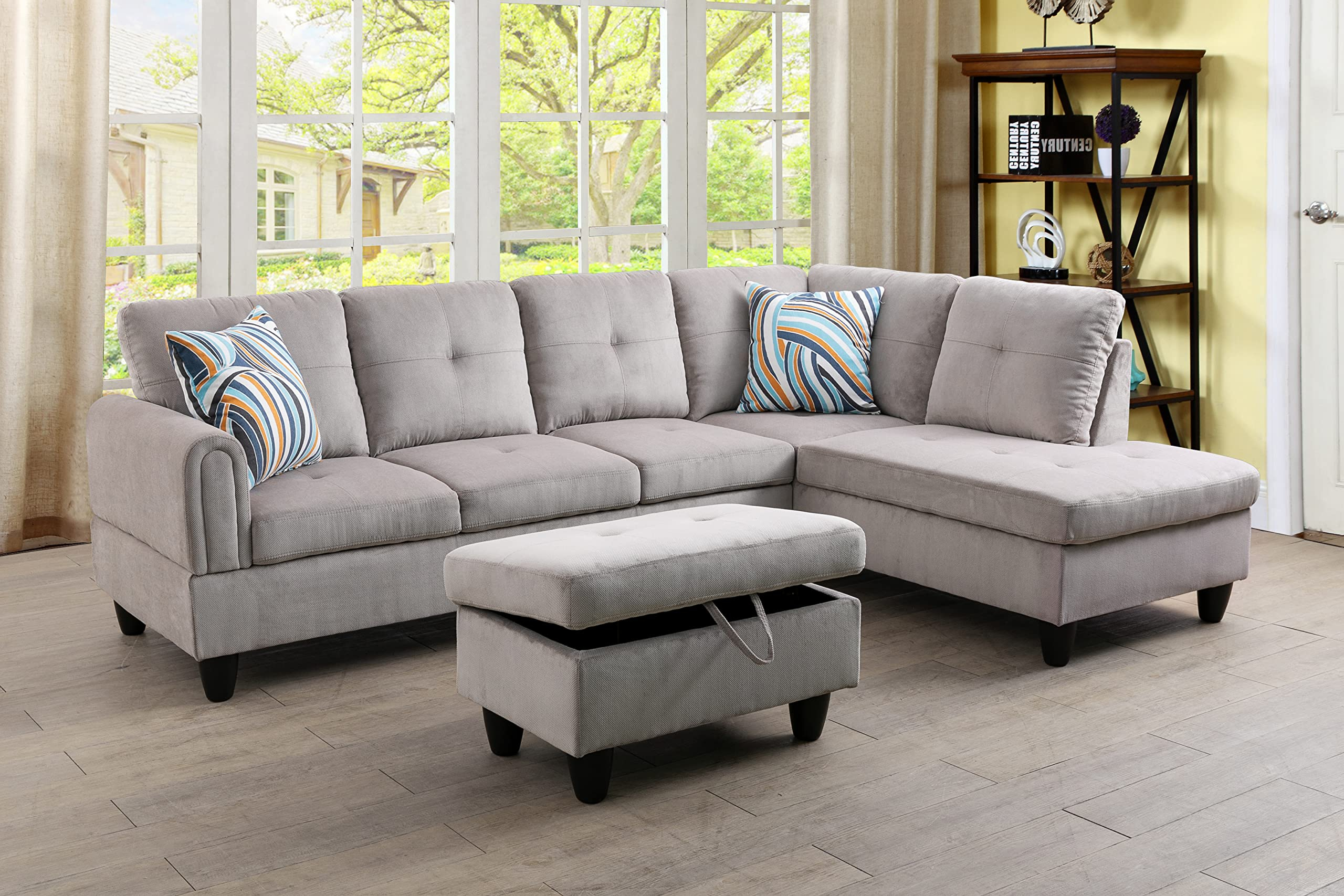 Buy Uhome Corduroy Fabric L-Shape Sectional Sofa + Ottoman (3Pc) (Right ... with Understanding the Durability and Care of Corduroy Upholstery