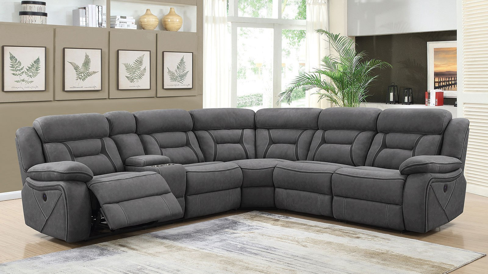 Camargue Power Reclining Sectional (Grey) By Coaster Furniture ... inside Styling Your Living Room with a Gray Coaster David Sectional