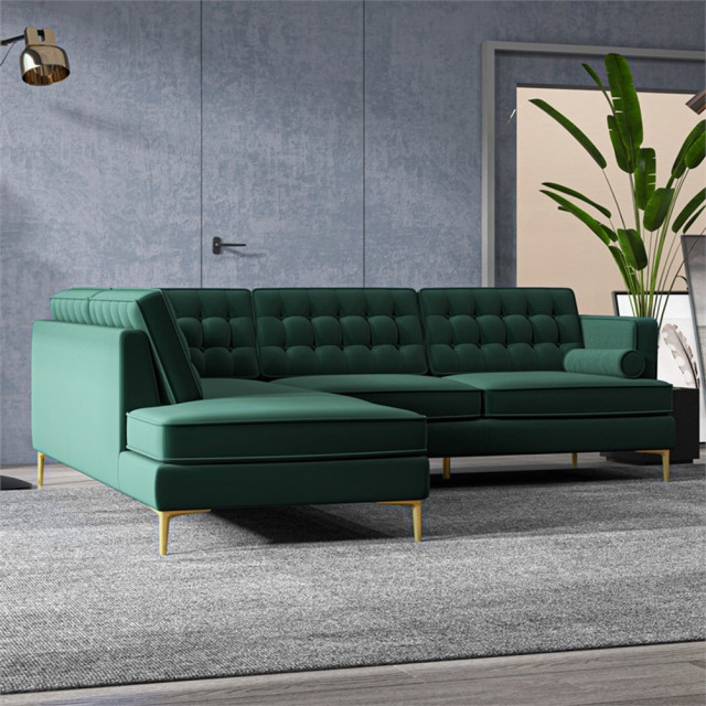 Castle Mid-Century Pillow Back Velvet Left-Facing Upholstered Sectional ... pertaining to Understanding the Nuances of Architectural Styles through History