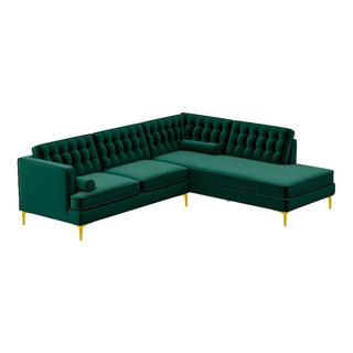 Castle Modern Pillow Back Velvet Right-Facing Upholstered Sectional In ... for Unveiling the Allure of the Celestine Modern Pillow Back Sectional