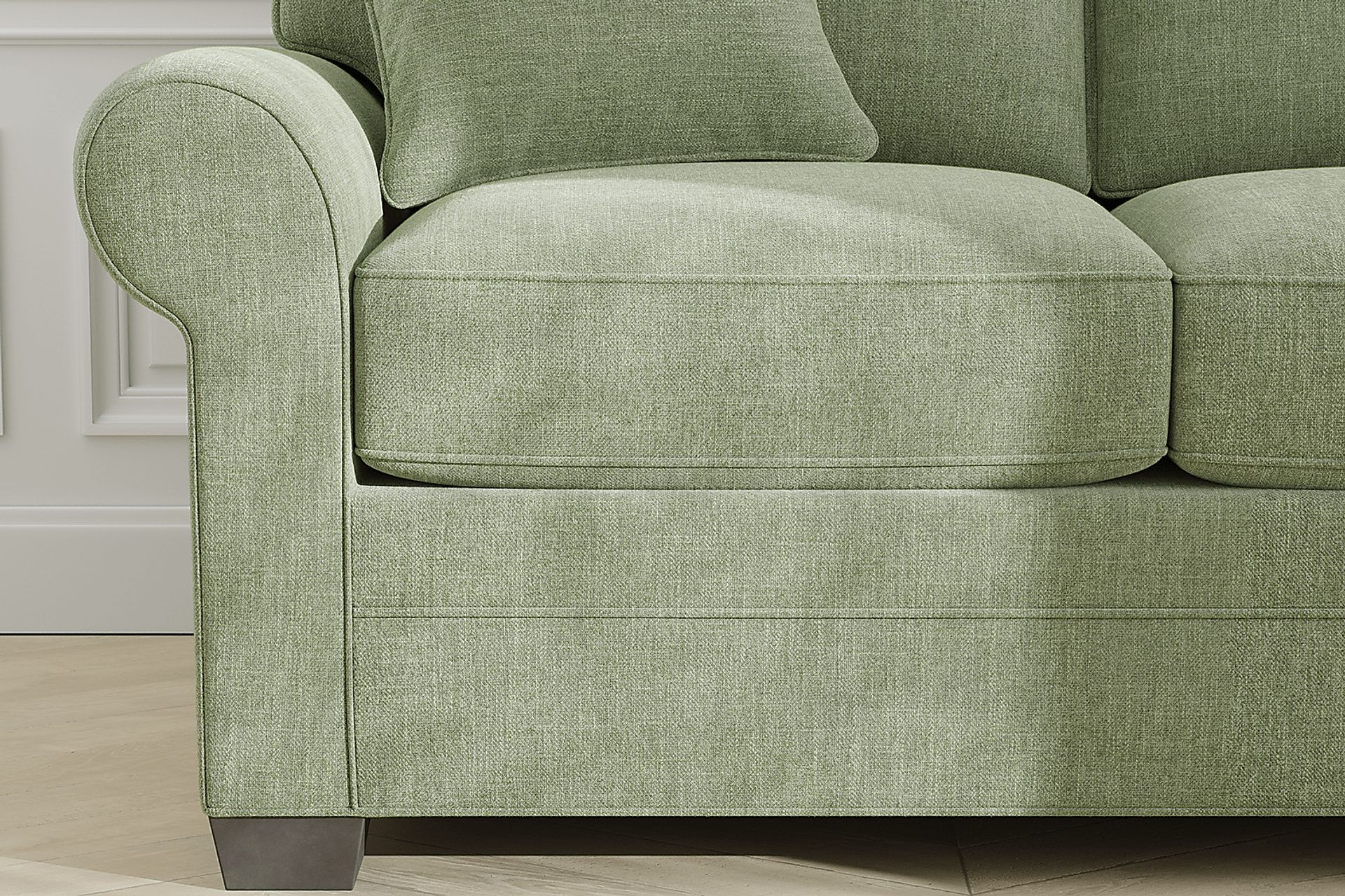 Cindy Crawford Bellingham Celadon Green Chenille Fabric Sofa | Rooms To Go for Avondale Chenille Sofa, Dark Olive Green