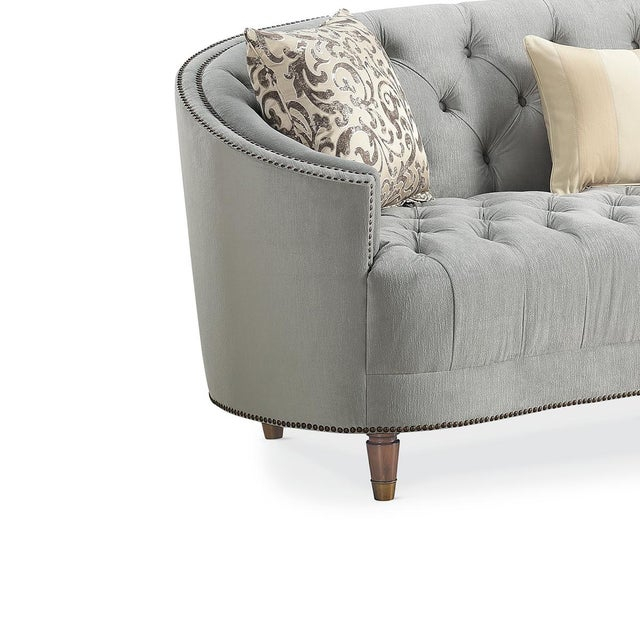 Classic Tufted Curved Back Sofa - Blue | Chairish inside Choosing the Right Classic Tufted Curved Back Sofa for Your Space Considerations and Styles