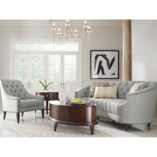 Classic Tufted Curved Back Sofa - Blue | Chairish inside Classic Tufted Curved Back Sofa