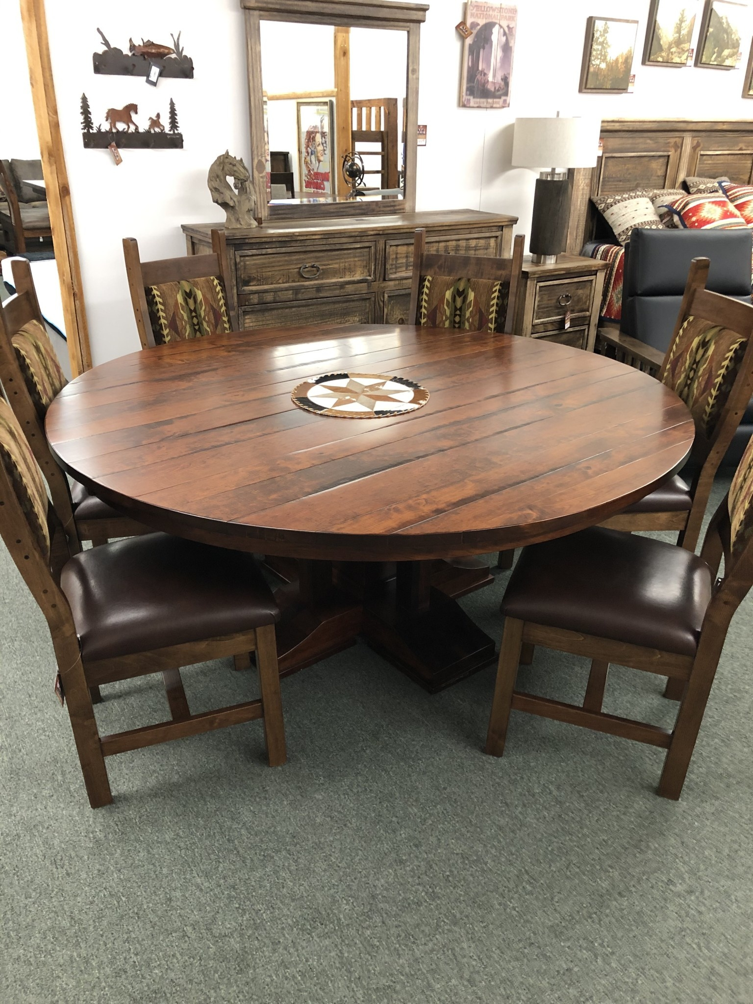 Co-Albc 72" Round Pedestal Dining Table - Big Bear Furniture regarding 72-Inch Dining Table, Clear Glass Top With Brown Cherry Curved Pedestal Base