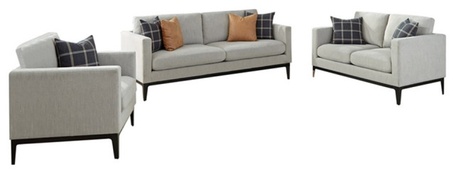 Coaster Apperson 3-Piece Modern Fabric Living Room Set In Light Gray ... with regard to Styling Your Living Room with a Gray Coaster David Sectional
