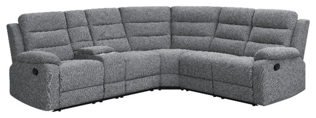 Coaster David 3-Piece Modern Fabric Upholstered Sectional In Gray ... inside Coaster David 3-Piece Modern Fabric Upholstered Sectional In Gray