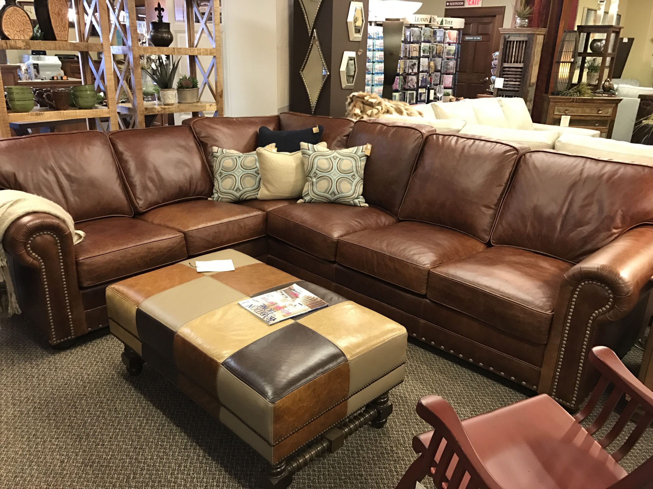 Cognac Leather Sectional For Stylish Living Rooms pertaining to Desmond Cognac Tan Leather Living Room Tufted Left Faced Corner Sectional Sofa