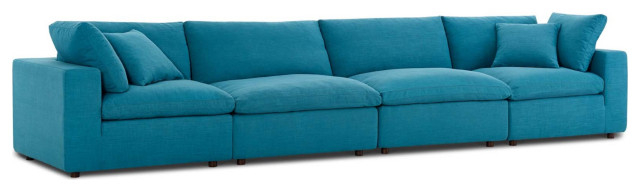 Commix Down Filled Overstuffed 4 Piece Sectional Sofa Set - Teal ... with regard to Unveiling the Comfort and Design of the Commix Down Filled Sectional