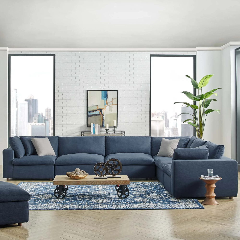 Commix Down Filled Overstuffed 6 Piece Sectional Sofa Set | Sectional ... in Commix Down Filled Overstuffed 6 Piece Sectional Sofa Set Teal