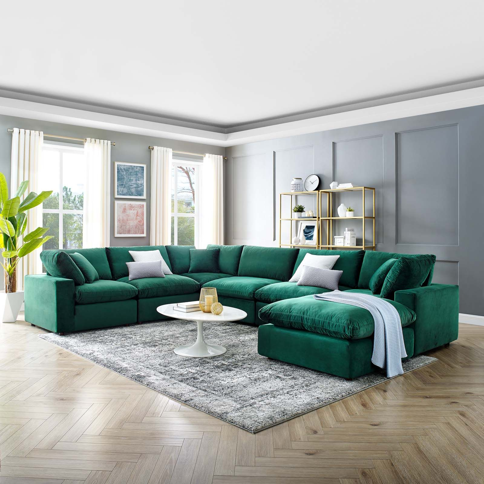 Commix Down Filled Overstuffed Performance Velvet 7-Piece Sectional ... in Understanding the Nuances of Architectural Styles through History