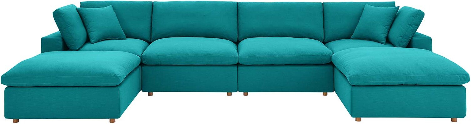 Commix Teal Down Filled Overstuffed 6 Piece Sectional Sofa Set Eei-3362 ... intended for The Ultimate Guide to Caring for Your Down Filled Overstuffed Sofa