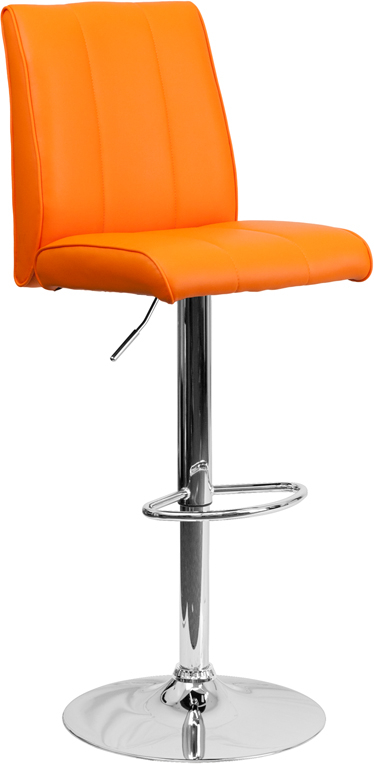 Contemporary Orange Vinyl Adjustable Height Barstool With Chrome Base ... in Elevating Your Space with Chrome Base Barstools A Comprehensive Overview