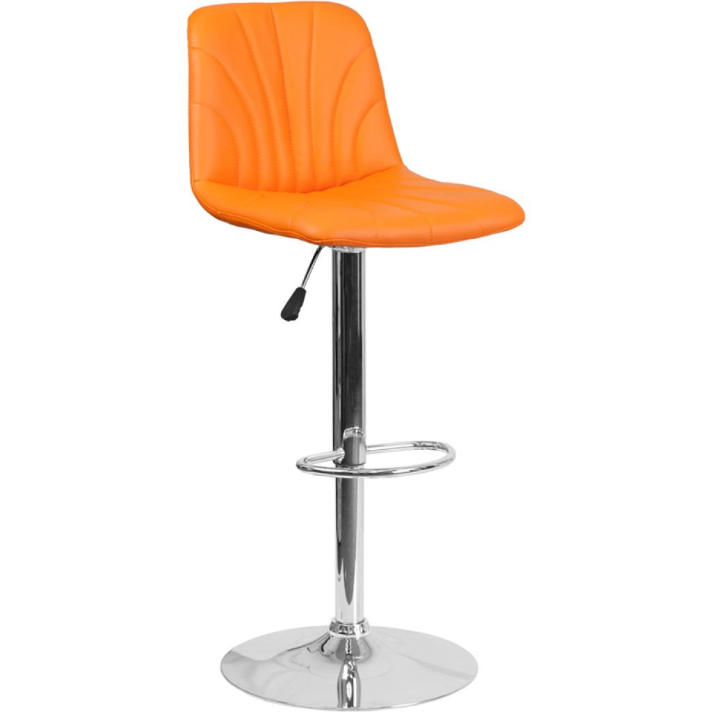 Contemporary Orange Vinyl Adjustable Height Barstool With Chrome Base ... inside Elevating Your Space with Chrome Base Barstools A Comprehensive Overview