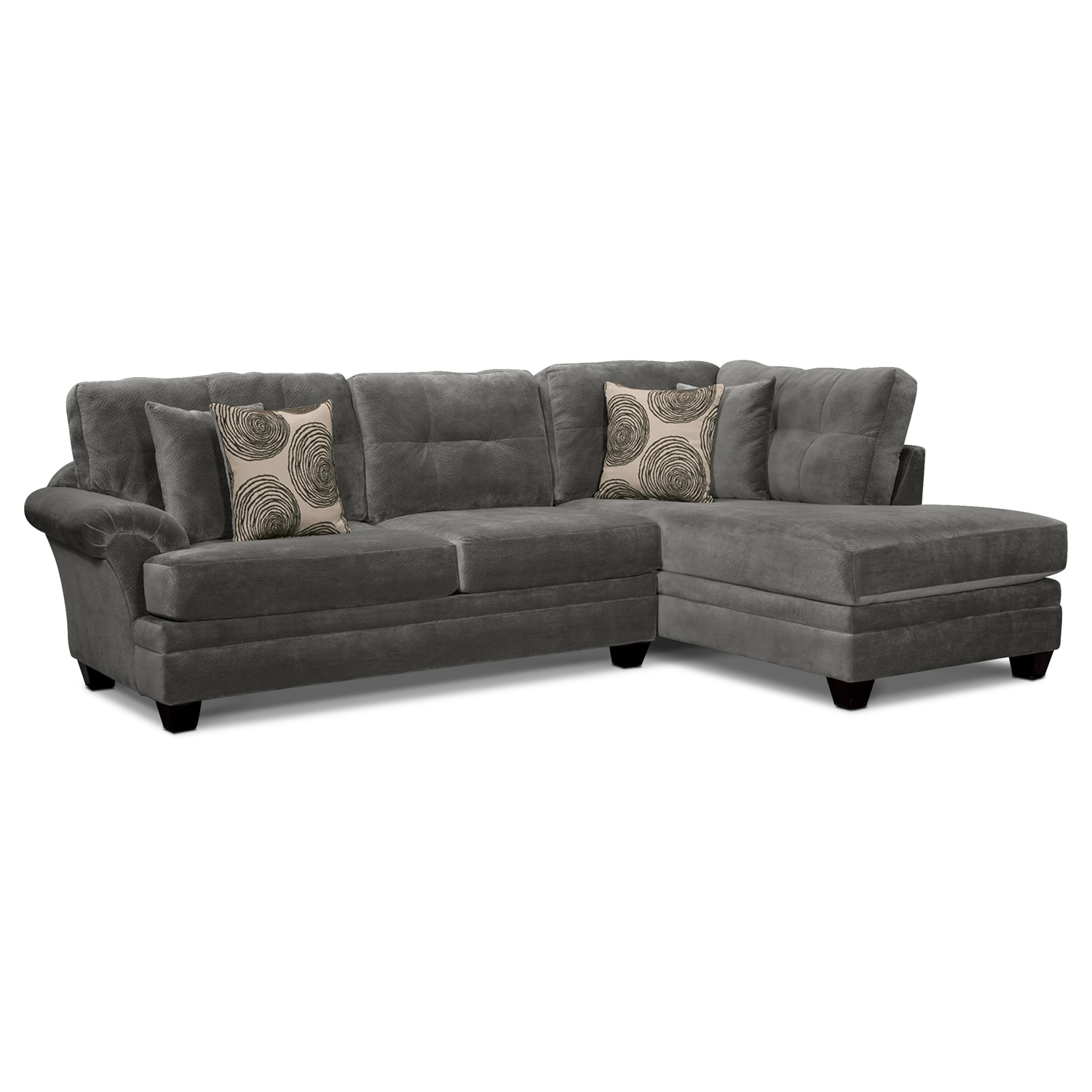 Cordelle 2-Piece Right-Facing Chaise Sectional - Gray | Value City ... pertaining to Dark Gray Decorating Secrets Styling Your Sectional