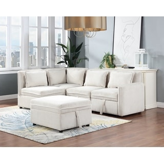 Corduroy Fabric L-Shape Sectional Sofa Set W/ Storage Seats & Pillows ... for Acme Furniture Tavia Corduroy Fabric L-Shaped Sectional With 6 Pillows In Gray