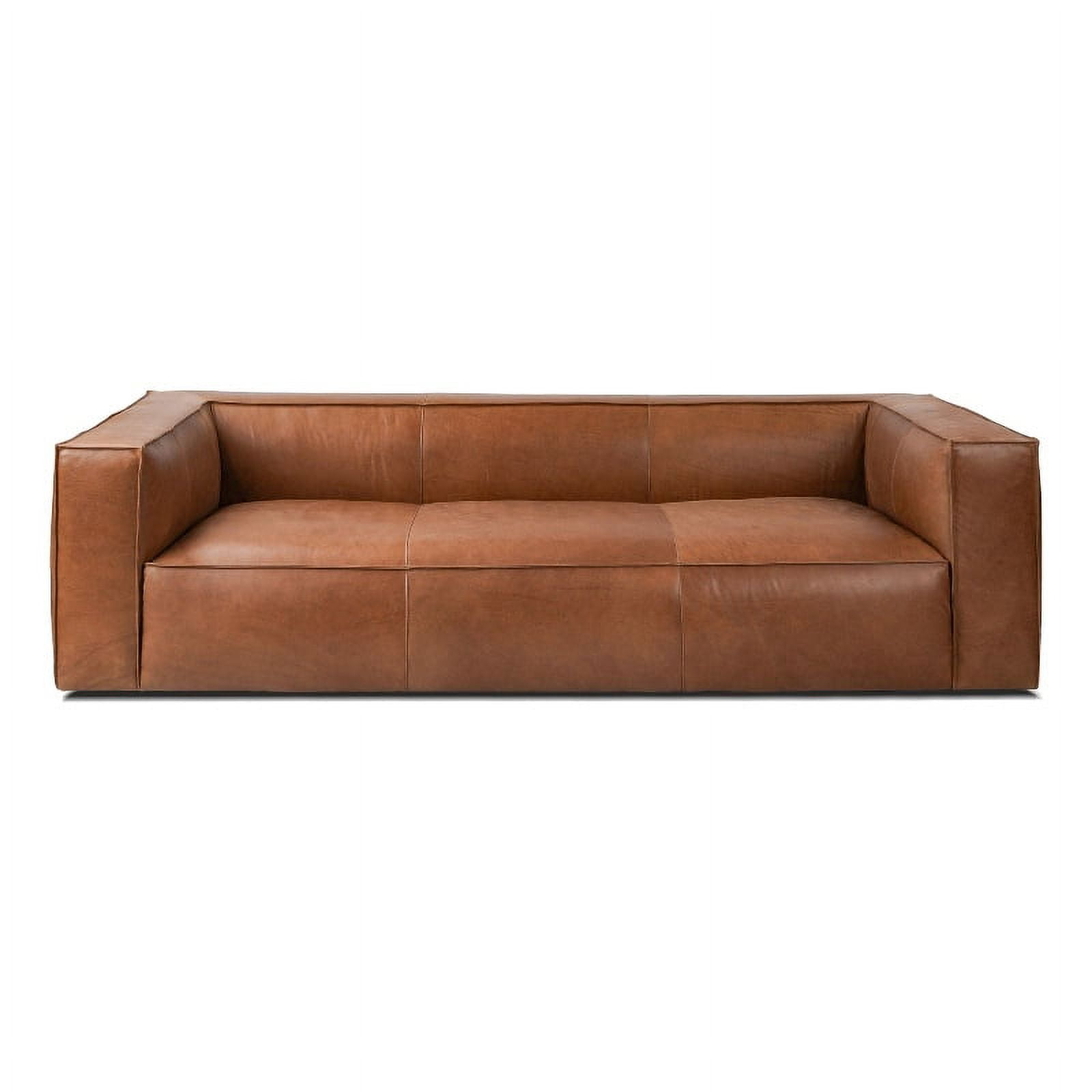 Cro Decor Vanessa Full Aniline Genuine Leather Stationary Sofa (Brown ... regarding From Showroom to Living Room What to Expect with a Ferris Sofa