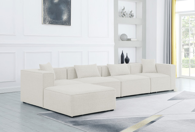 Cube Upholstered Modular Sectional, 5-Piece: 2 Armless Chair, 2 Corner ... throughout Cube Upholstered Modular Sectional, Gray, 4-Piece: 1 Armless Chair, 2 Corner Chair, 1 Ottoman, Linen Texured Fabric