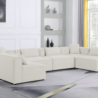 Cube Upholstered Modular Sectional, 6-Piece: 4 Armless Chair, 2 Corner ... pertaining to Cube Upholstered Modular Sectional, Gray, 4-Piece: 1 Armless Chair, 2 Corner Chair, 1 Ottoman, Linen Texured Fabric
