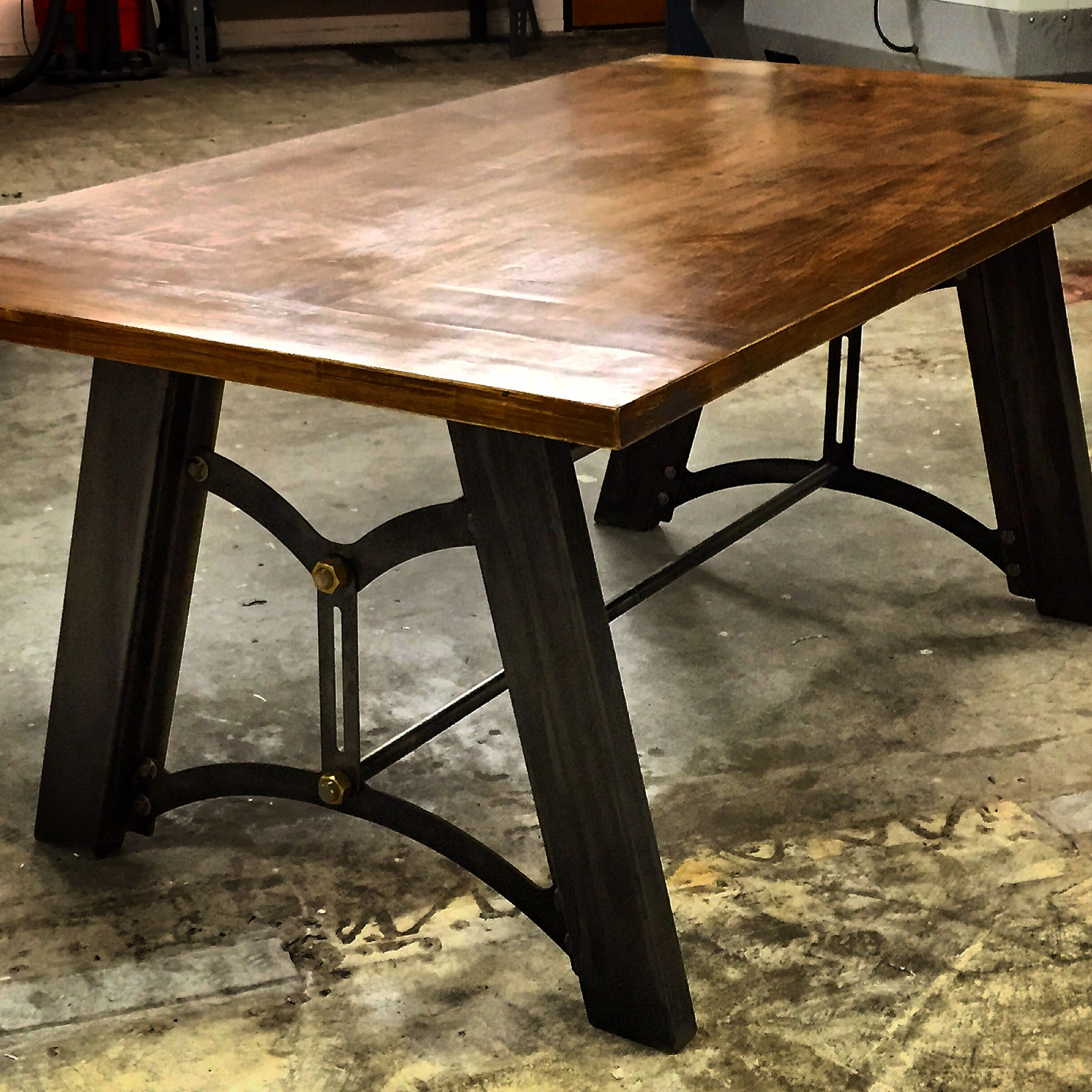 Custom Industrial Metal Base Dining Table With Maple Table Top By By ... pertaining to Longevity and Beauty Caring for Your Chestnut Cedar Dining Table