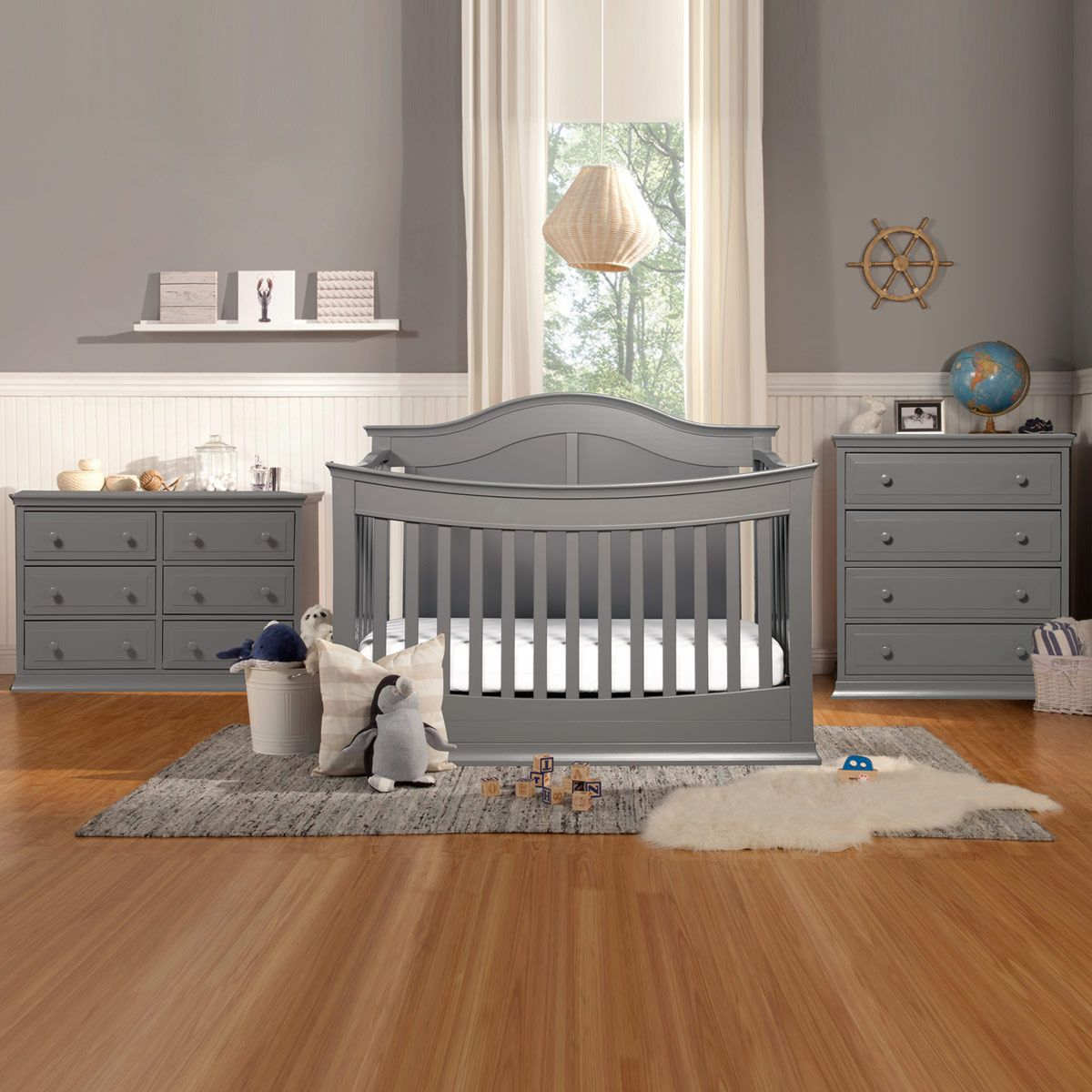 Davinci Meadow 3 Piece Nursery Set - 4 In 1 Convertible Crib, Signature ... with 6-Drawer Double Dresser With Baby Crib And Changing Table Set In Slate Gray