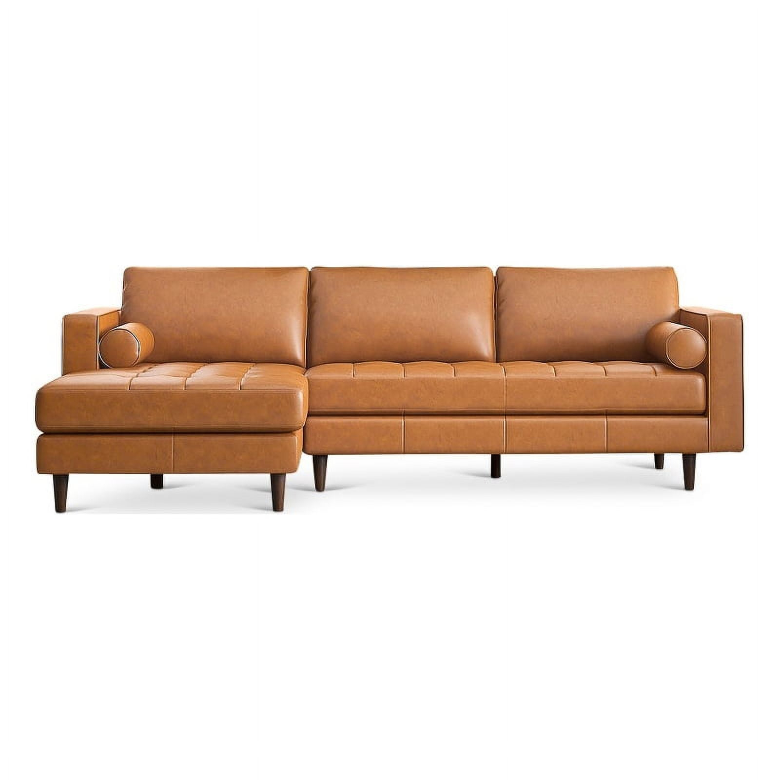 Demi Modern Living Room Top Leather Corner Sectional Couch In Cognac ... pertaining to Eldorado Modern Living Room Top Leather Corner Sectional Couch In Cognac Tan