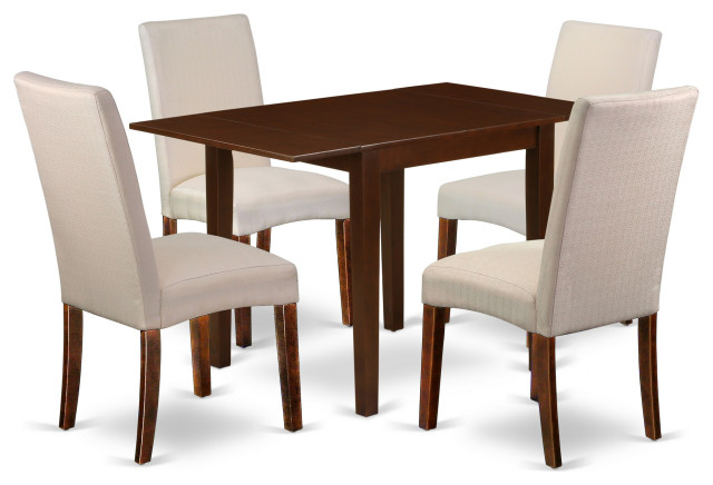 Dinette Set 3 Pcs 2 Chairs, Table Mahogany Finish Solid Wood Cream ... with Dining Set 5 Pcs- 4 Chairs, Table, Mahogany Hardwood Chair Seat